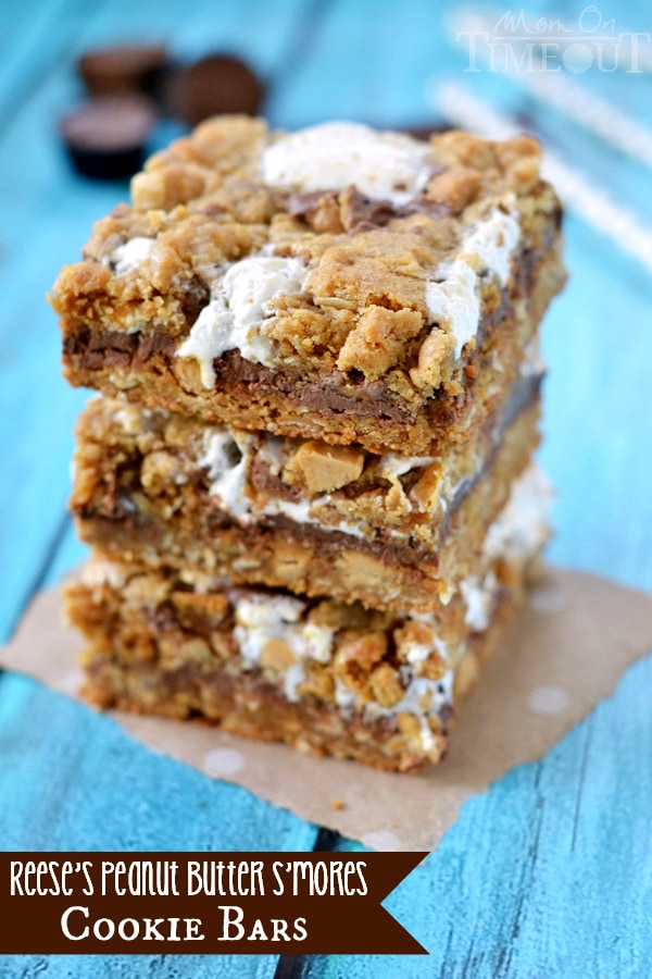 Reeses Peanut Butter Smores Oatmeal Cookie Bars  Mom On Timeout