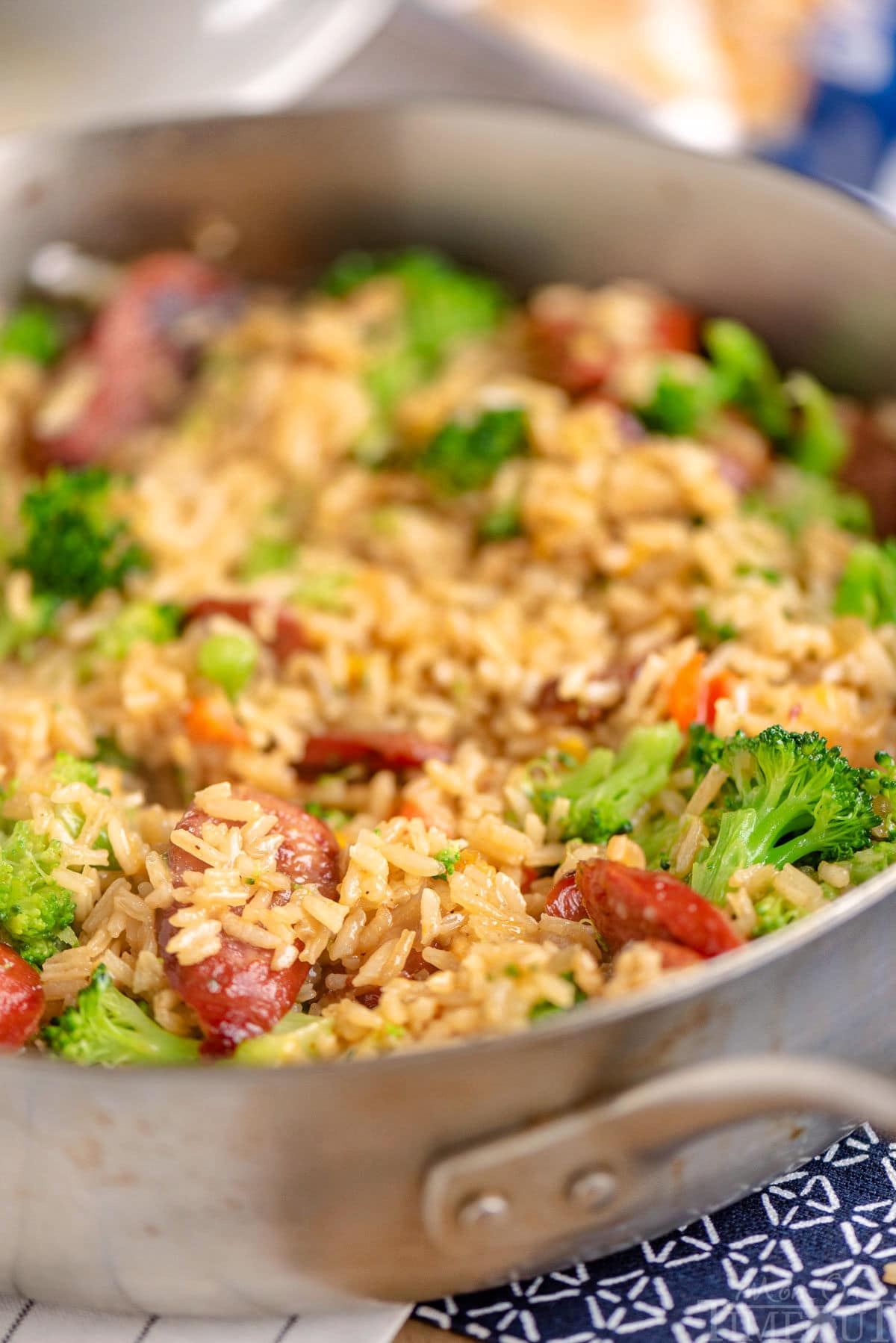 Kielbasa skillet recipe prepared and ready to be enjoyed straight from the skillet.