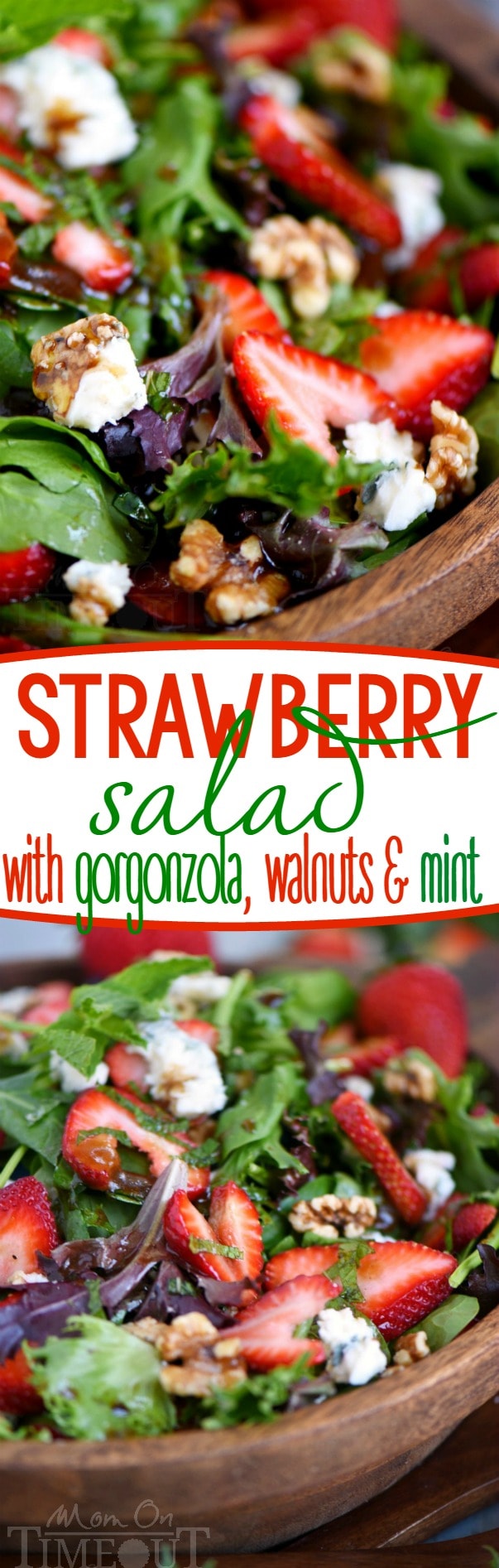 Strawberry Spinach Salad with Gorgonzola, Walnuts, and Mint - Mom On ...
