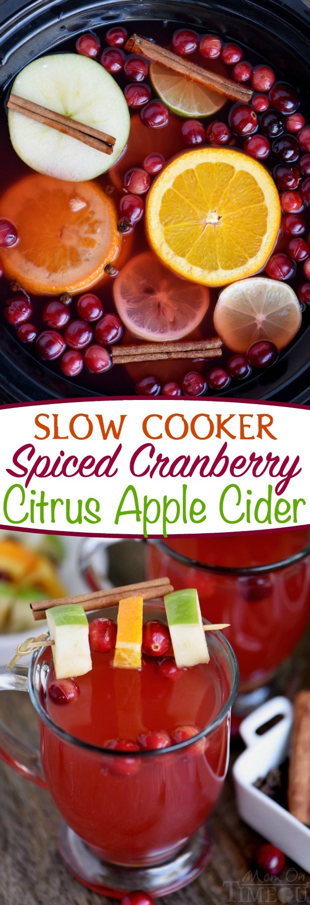 Slow Cooker Spiced Cranberry Citrus Apple Cider - Mom On Timeout