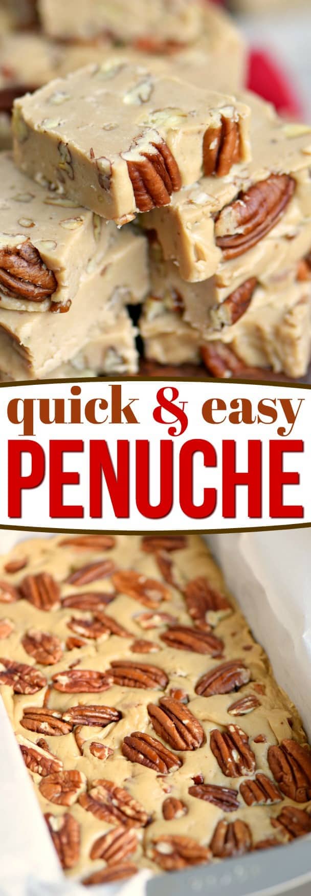 This wonderfully easy Penuche recipe will blow you away with it's amazing brown sugar flavor and creamy texture! Perfect for the holidays and a tasty addition to cookie trays and dessert tables! // Mom On Timeout #fudge #penuche #recipe #candy #Christmas #holidays #sponsored