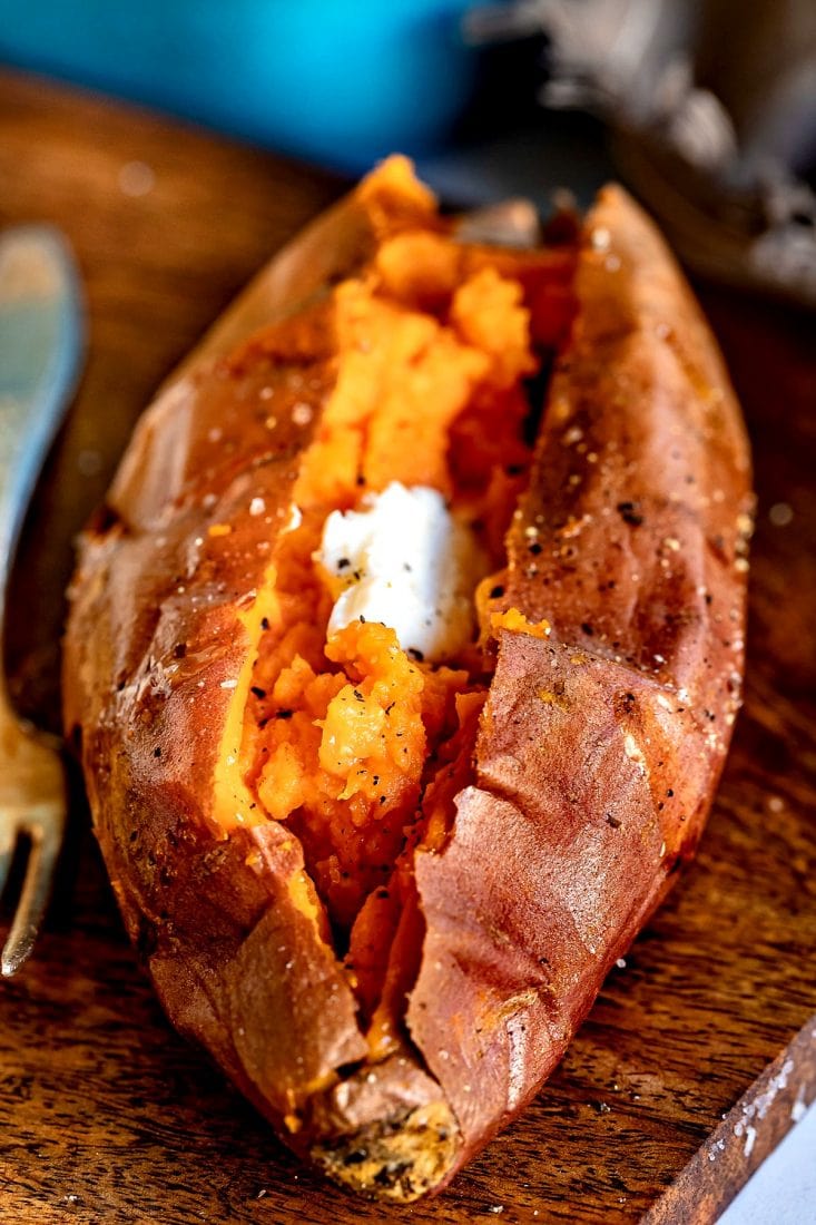 Easy Baked Sweet Potato How To Bake Sweet Potatoes Mom On Timeout