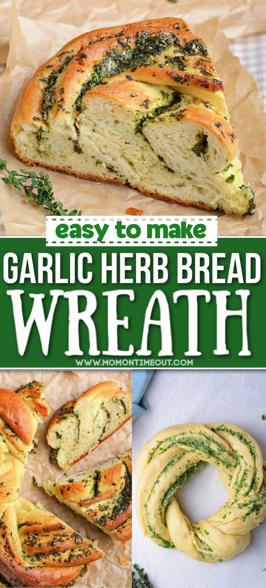 Garlic Herb Bread Wreath - Mom On Timeout