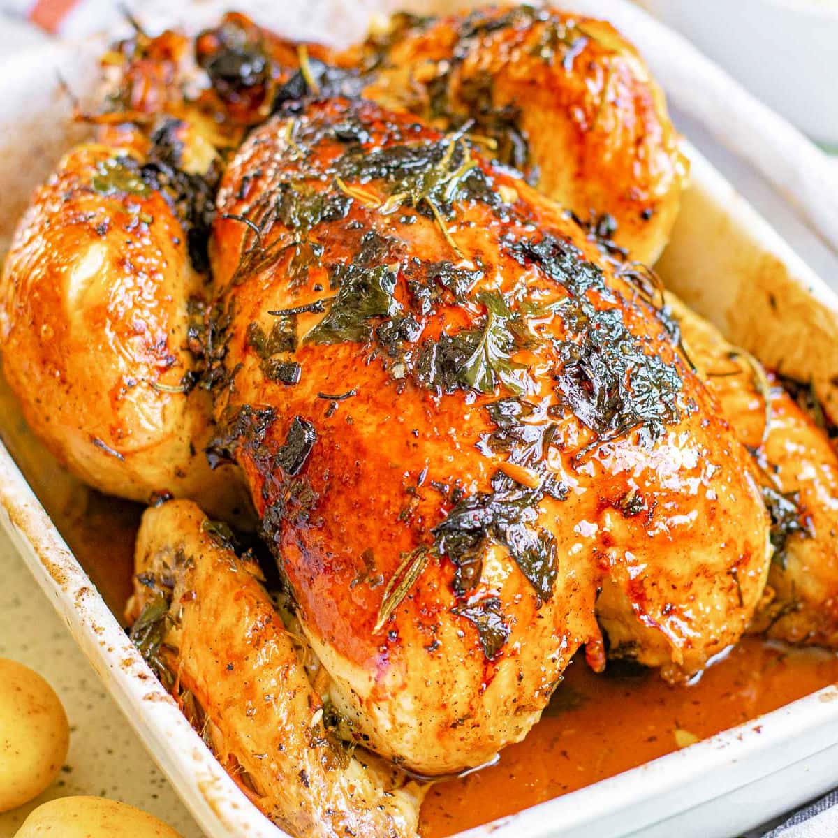 Roasted Chicken Recipe with Garlic Herb Butter – Whole Roasted
