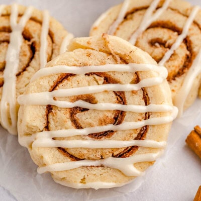 Top down shot of cinnamon roll cookies.